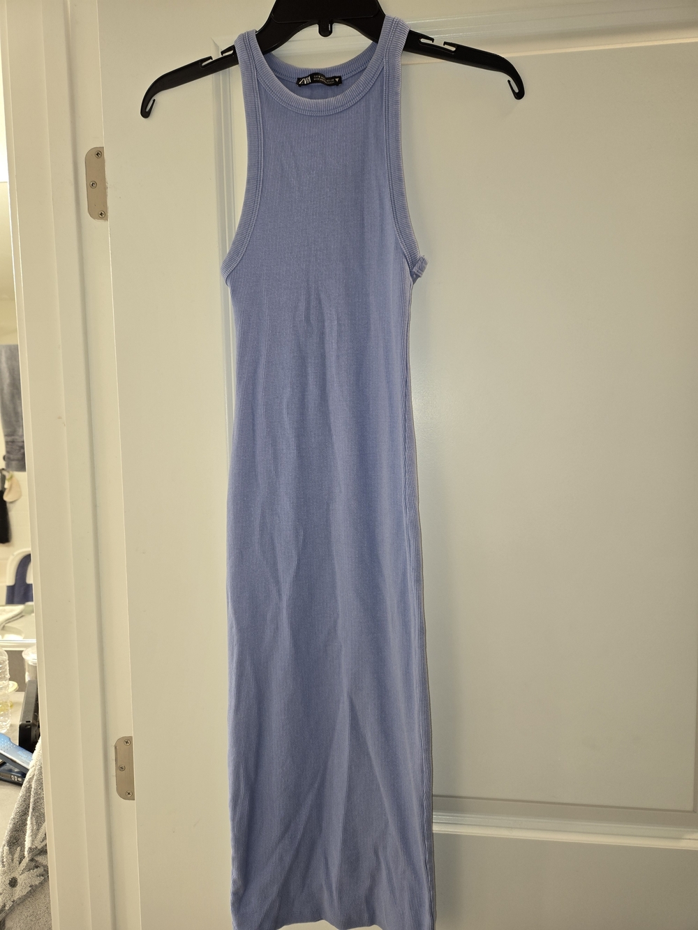 Zara Blue Ribbed Maxi Tank Dress